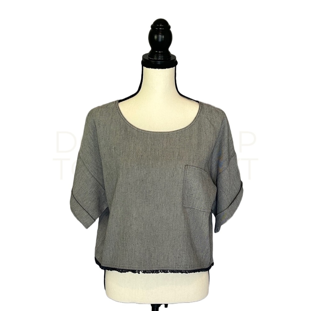 Worth New York- White/Navy Tweed Crop Top